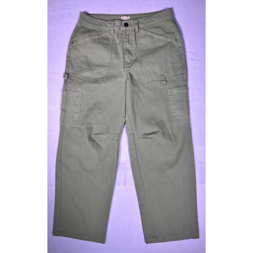 Billabong Womens Cargo Carpenter Pants Sage Green Wide Leg Utility Size 28 6